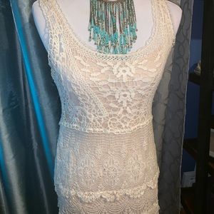 Crochet dress- cream color.